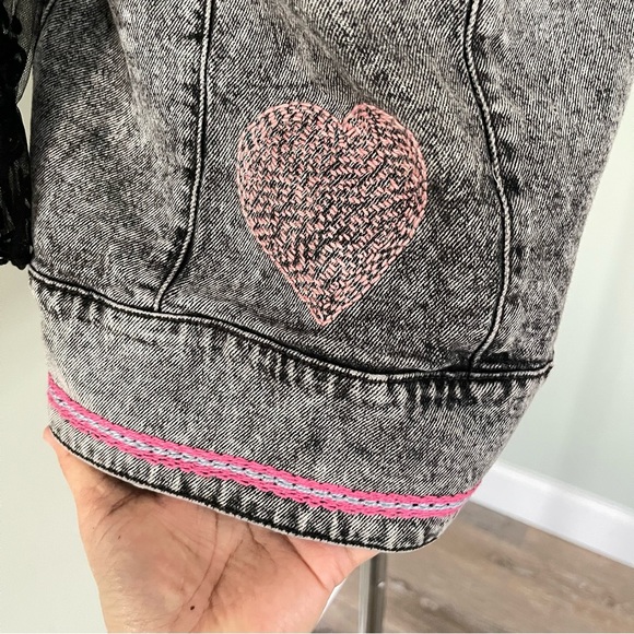 We The Free Upcycled denim overall dress Sashiko embroidered handmade size 12 - Picture 8 of 13